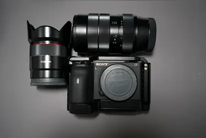 Sony a6600 body with lenses (samyang 35mm 1.8 prime and 60mm f2.8 manual focus macro lens)