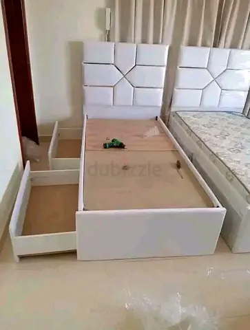 White Single drawer Bed frame with mattress