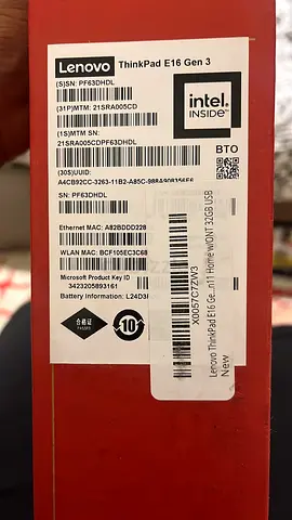 Lenovo ThinkPad E16 Gen 3 laptop - unopened box (Intel)