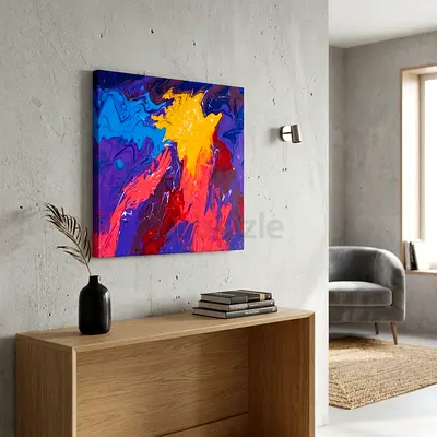 (EXCLUSIVE ART SALE, 80% OFF FOR AED 449 ONLY) Vibrant Abstract Acrylic Fluid Pour Canvas Painting