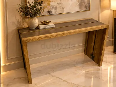 Marina Home Solid Wood Console Table with Brass Inlay - Table (Free Delivery)