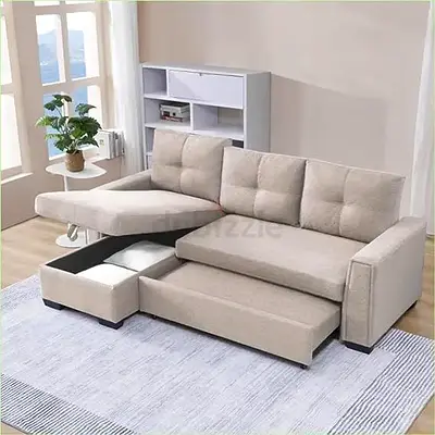 Modern L-Shaped Sofa Bed with Built-in Storage