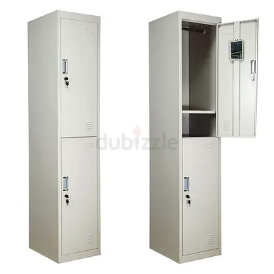 New 2-Tier Steel Locker Cabinet with Mirror and Lock - Good Condition