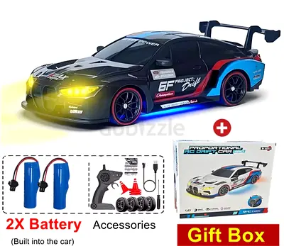 1:24 scale BMW M4 Comp rc drift car with proportional steering and acceleration working headlights