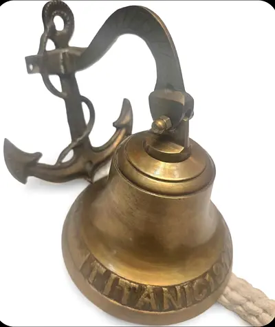 Brass Titanic vintage Ship Bell with Anchor Wall Mount - Decorative Collectible
