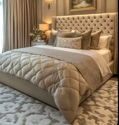 Brand new beige colour 200*200 super king size Bed with tufted headboard