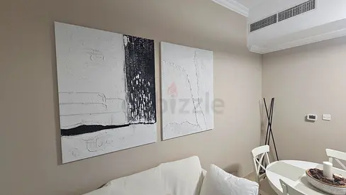 Wall Art Pair — White & Black Textured Canvases 120cmx90cm