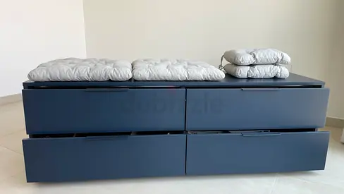 Low storage unit with drawers - modern petrol blue finishing