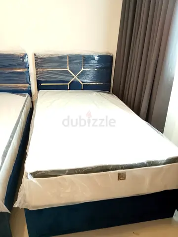 Almost-new Double Bed with Upholstered Headboard and Base