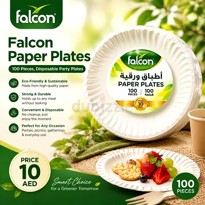 Falcon Disposable Paper Plates - Pack of 100