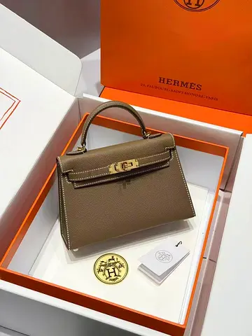 Hermes Kelly Mini Top Handle Bag - Taupe Togo Leather