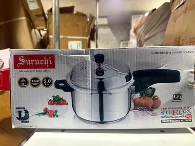 Suruchi Steelex Pro 5L Stainless Steel Pressure Cooker – Glass Lid
