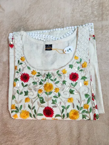 Embroidered white floral kurta - size tag 69, gently used
