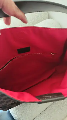 Pre-owned brown check tote bag with pink interior - good condition