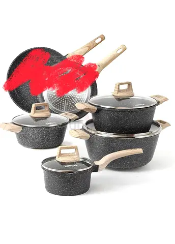 8-piece non-stick original Carote cookware set (pots, lids) - brand new
