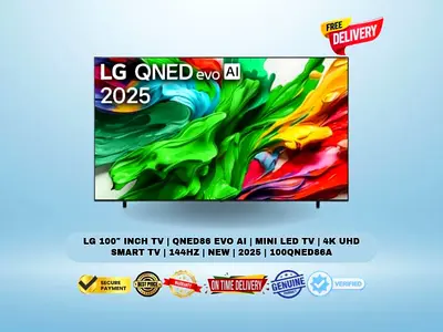 LG 100″ Inch TV | QNED86 evo AI | Mini LED TV | 4K UHD Smart TV | 144Hz | New | 2025 | 100QNED86A