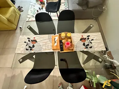 6 seater Glass Top Dining Table with Chairs