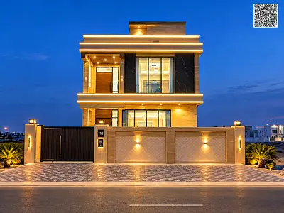 🏡 Modern luxury villa with a modern design and a distinctive roof Opposite a mosque and a park, on Al Zubair Street
