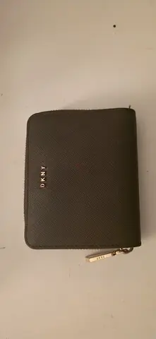 Genuine DKNY Black Zip-Around Leather Wallet - Compact, Good Condition