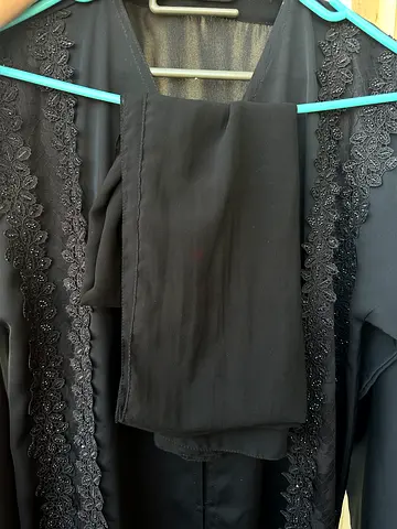 Black embroidered abaya, gently used - size medium