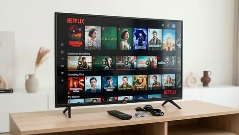 50-inch LED Smart TV with Remote and Cables - Good Working Condition