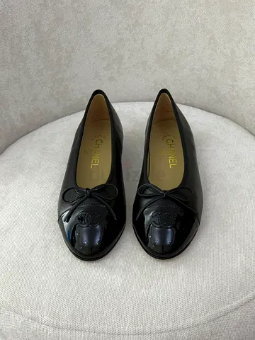 Chanel Black Patent Leather Ballet Flats, Size Noted Inside