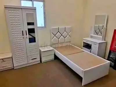 White Single Bed with Wardrobe, Nightstand and Dressing Table -