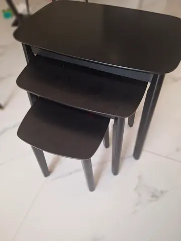 Set of 3 Black Nesting Side Tables - Modern, Space-Saving
