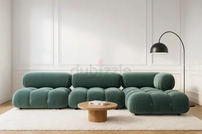 Green Modular 4-Seater Plush Sofa - Comfortable Modern Design