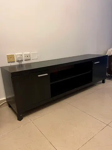 Dark wood TV cabinet / entertainment unit with storage