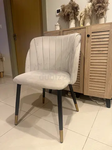 Grey Velvet Dining/Accent Chair with Gold-Tip Legs