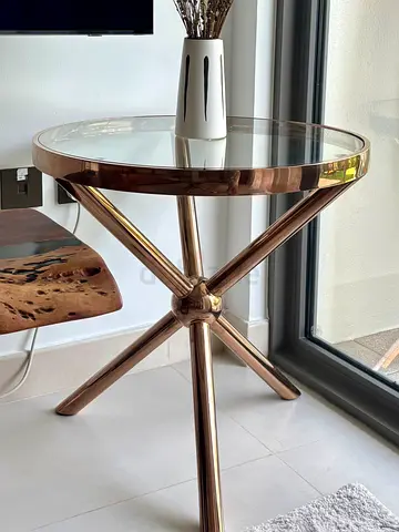 2 glass side coffee tables (bronze)