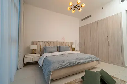 Queen bed with headboard , bed lights , two side table withe lights and wardrobe