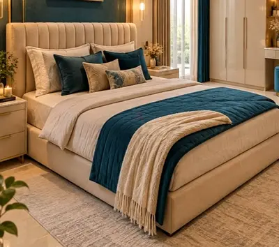 Elegant beautiful 180*200 king size Beige colour Bed