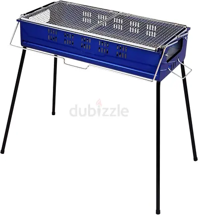 Portable Foldable Charcoal BBQ Grill with Legs - Blue