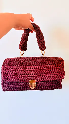 Handmade Crocheted brown Shoulder Bag with Gold Clasp