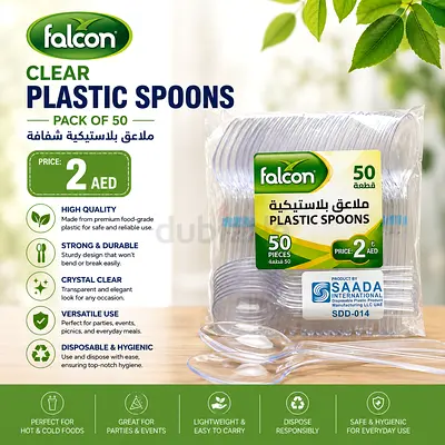 Pack of 50 Falcon Clear Plastic Spoons