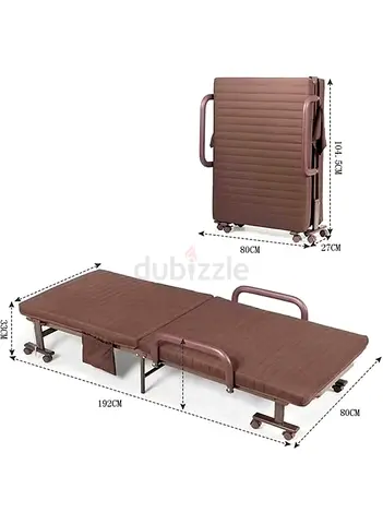 Foldable Portable Guest Bed / Single Folding Mattress with Wheels