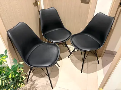 Dining chairs black faux leather/black (Qty. 3)