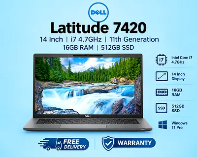Dell Latitude 7420 14 Inch i7 4.7GHz 11th Generation 16GB RAM 512GB SSD