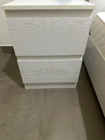 Wooden bed, 2 side tables, mattress