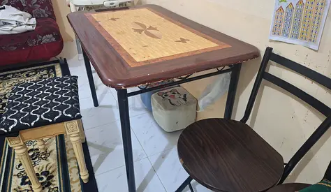 Wooden top dining table with metal frame - compact kitchen table