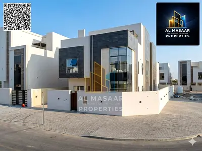 Luxury corner villa for sale on two streets in Al Helio 2 area – Ajman. Freehold. Price includes registration and ownership fees.