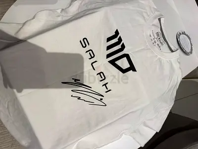 White Mo Salah Branded Signed T-shirt, Size M (Unisex)