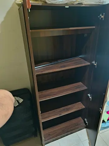 Dark Wood Tall Storage Cabinet with 5 Shelves
