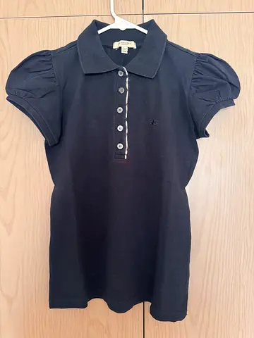 Burberry black short-sleeve polo top - size XS