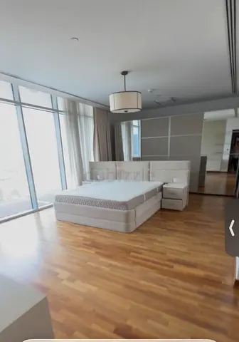 King size bed with frame headrest and with mattress and bedside tables - modern set.