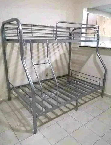 Metal Bunk Bed with Twin over Full Mattresses - Good Condition