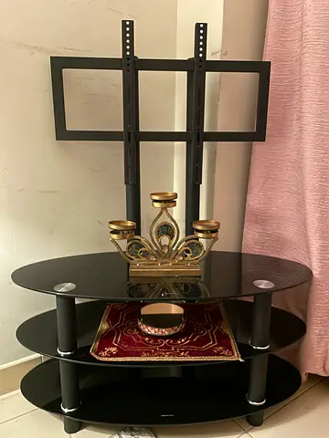 [24 Hour Sale] Sturdy Black Glass TV Stand