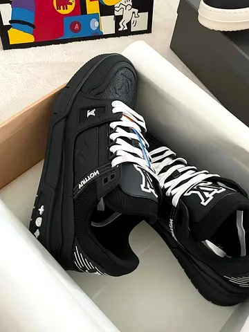 Louis Vuitton Black Designer-Style Sneakers,